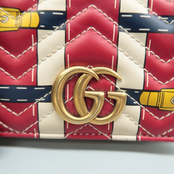 GUCCI White&Red Trompe L'Oeil Leather Wallet - Picture 7 of 12